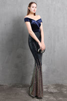 Load image into Gallery viewer, Gold Mermaid Sequin Long Prom Dress