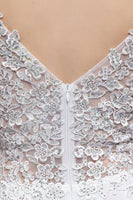 Load image into Gallery viewer, White Applique Mermaid Prom Dress