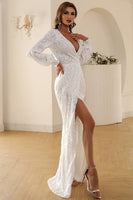 Load image into Gallery viewer, White V Neck Lace Maxi Boho Dress
