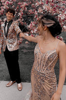 Load image into Gallery viewer, Sparkly Champagne Shawl Lapel One Button 2-Piece Men&#39;s Prom Suits