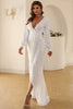 Load image into Gallery viewer, White V Neck Lace Maxi Boho Dress
