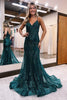Load image into Gallery viewer, Mermaid Corset Peacock Green Long Prom Dress with Appliques