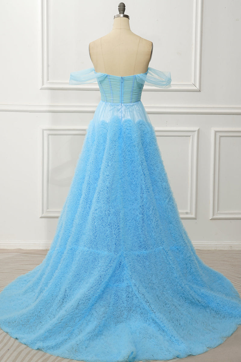 Load image into Gallery viewer, Pink Corset Off the Shoulder Long Prom Dress with Ruffles