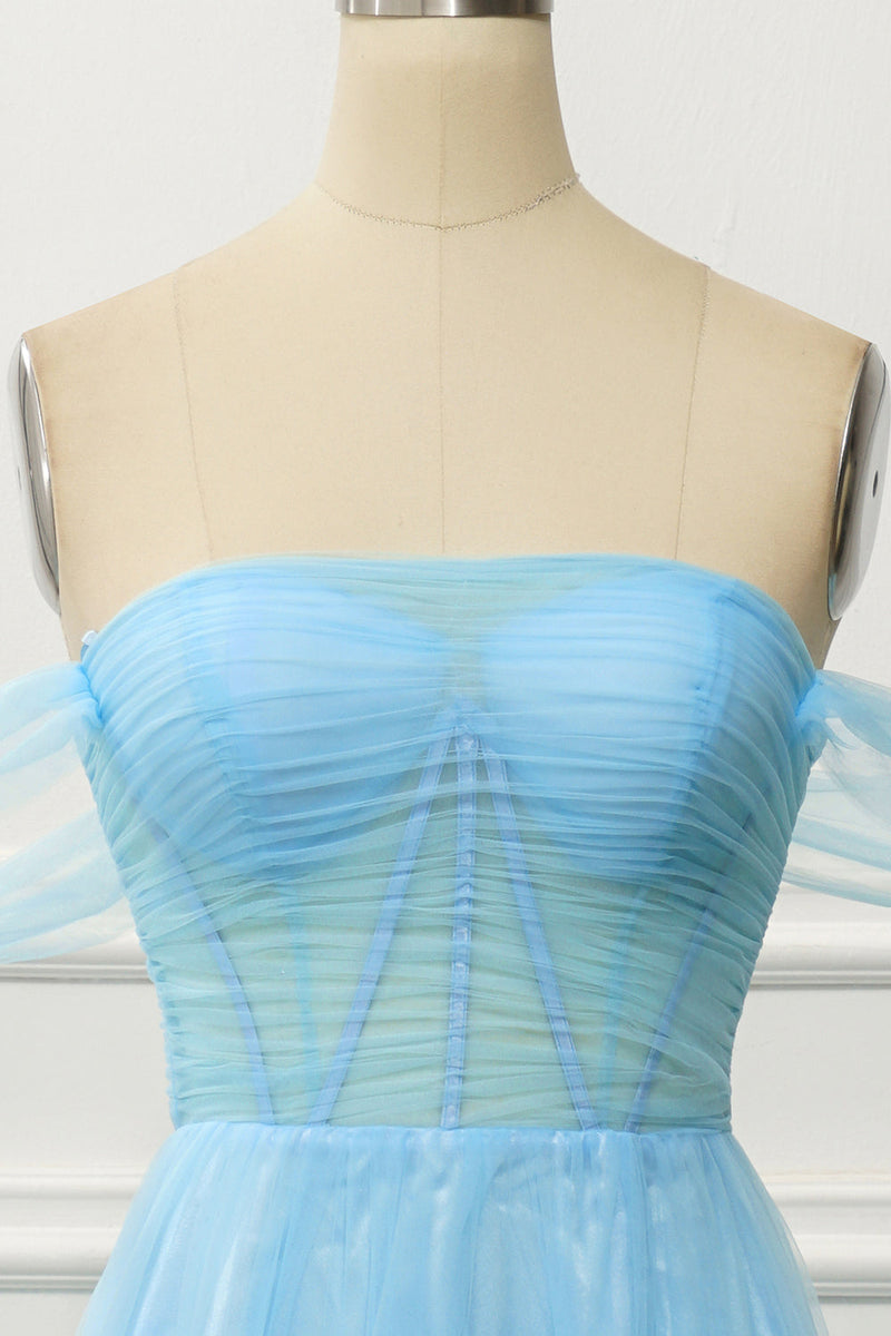Load image into Gallery viewer, Pink Corset Off the Shoulder Long Prom Dress with Ruffles