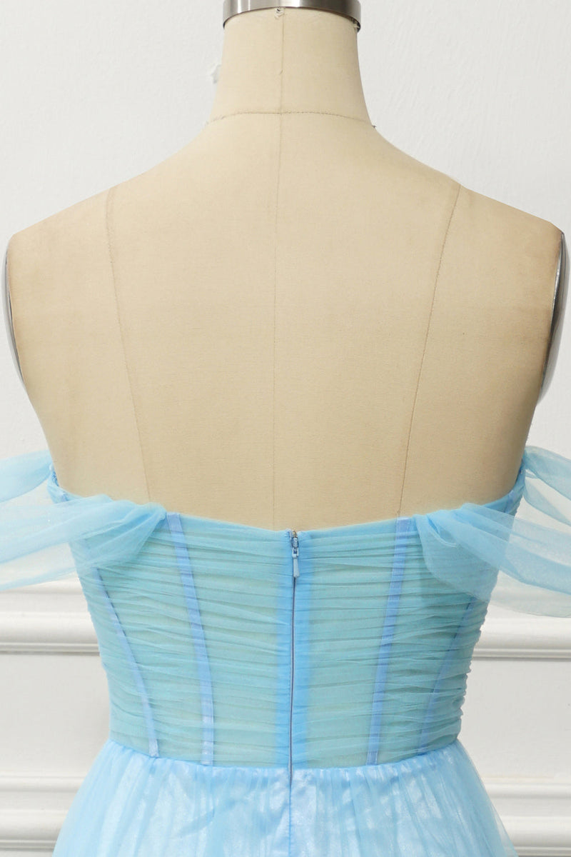 Load image into Gallery viewer, Pink Corset Off the Shoulder Long Prom Dress with Ruffles