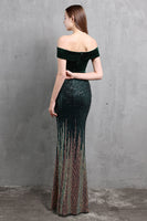 Load image into Gallery viewer, Gold Mermaid Sequin Long Prom Dress