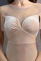 Load image into Gallery viewer, Champagne Velvet Mermaid Long Prom Dress