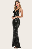 Load image into Gallery viewer, Black Mermaid Sequin Long Prom Dress