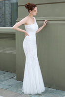Load image into Gallery viewer, Mermaid One Shoulder Prom Dress with Appliques