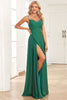 Load image into Gallery viewer, A Line Spaghetti Straps Dark Green Long Bridesmaid Dress