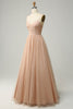 Load image into Gallery viewer, Champagne A Line Spaghetti Straps Bridesmaid Dress