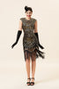 Load image into Gallery viewer, Gold Gatsby Glitter Fringe 1920s Dress