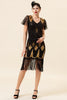Load image into Gallery viewer, Black &amp; Gold Sequins 1920s Flapper Dress