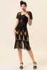 Load image into Gallery viewer, Black &amp; Gold Sequins 1920s Flapper Dress