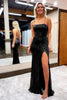 Load image into Gallery viewer, Sequins Spaghetti Straps Sheath Burgundy Prom Dress with Slit