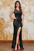 Load image into Gallery viewer, Glitter Black Mermaid One Shoulder Sequins Prom Dress With Slit