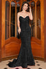 Load image into Gallery viewer, Sparkly Mermaid Sweetheart Sweep Train Black Prom Dress With Sequins