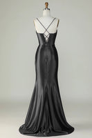 Load image into Gallery viewer, Orange Mermaid Spaghetti Straps Long Corset Prom Dress With Slit