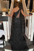 Load image into Gallery viewer, Sheath One Shoulder White Sequins Long Prom Dress with Split Front