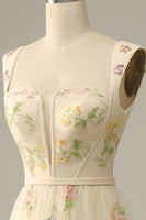 Load image into Gallery viewer, A-Line Purple Long Prom Dress with Embroidery