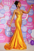 Load image into Gallery viewer, Mermaid Spaghetti Straps Yellow Long Prom Dress with Beading