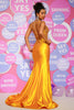 Load image into Gallery viewer, Mermaid Spaghetti Straps Yellow Long Prom Dress with Beading
