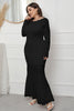 Load image into Gallery viewer, Plus Size Lace Black Long Sleeves Mother Of The Bride Dress