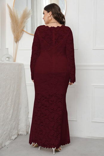 Plus Size Lace Black Long Sleeves Mother Of The Bride Dress
