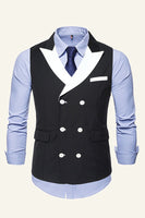 Load image into Gallery viewer, Grey Peak Lapel Double Breasted Men&#39;s Suit Vest