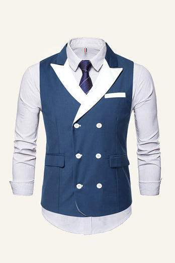 Grey Peak Lapel Double Breasted Men's Suit Vest