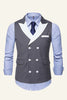 Load image into Gallery viewer, Grey Peak Lapel Double Breasted Men&#39;s Suit Vest