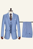 Load image into Gallery viewer, Burgundy Notched Lapel Plaid 3 Piece Men Suits