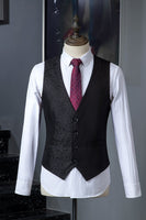 Load image into Gallery viewer, Black Jacquard Double-Breasted 3-Piece Men&#39;s Suit