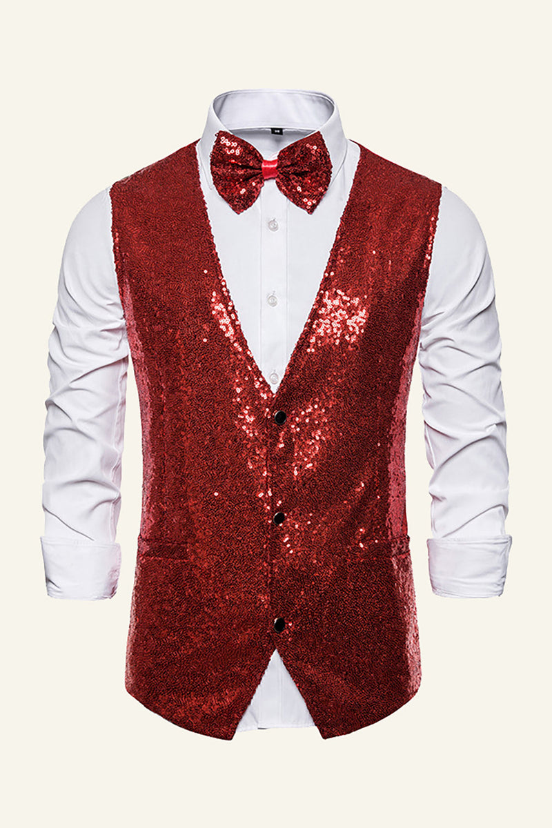Mens red vest and bow tie sale