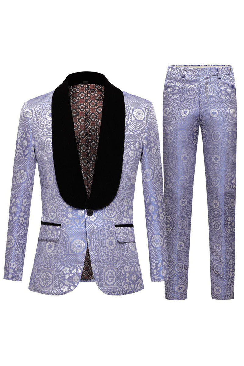Load image into Gallery viewer, Light Pink Jacquard Shawl Lapel 2 Piece Men&#39;s Prom Suits