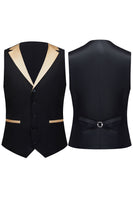 Load image into Gallery viewer, Black 3 Pieces Champagne Shawl Lapel One Button Men&#39;s Prom Suits