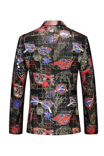 Men's Red Printed Peak Lapel 2-Piece Homecoming Suits