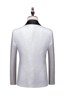 White Jacquard 2-Piece Shawl Lapel Men's Prom Suits