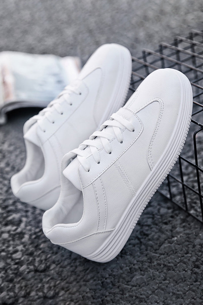 Load image into Gallery viewer, White Lace-Up Casual Shoes For Men