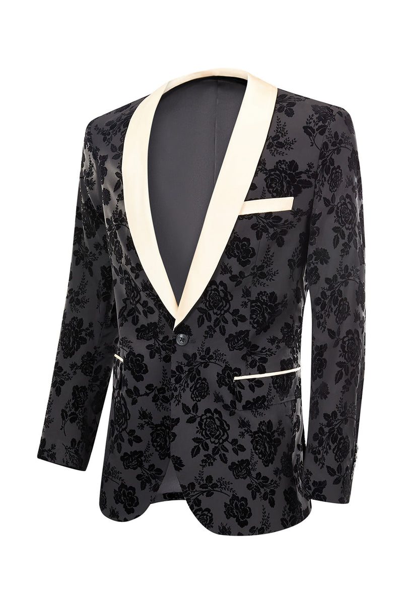 Load image into Gallery viewer, Men&#39;s Black Jacquard 3-Piece Shawl Lapel Prom Suits