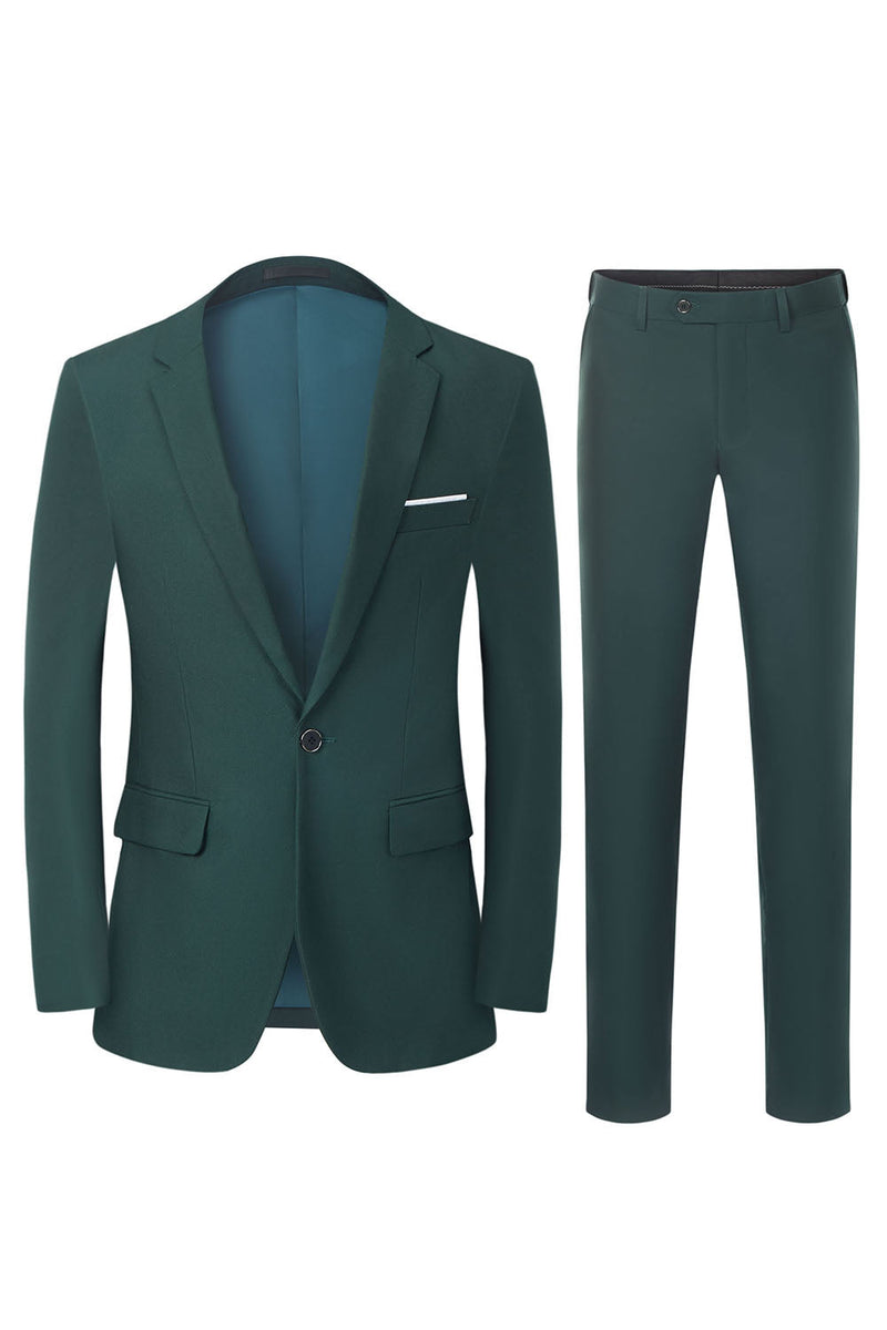 Load image into Gallery viewer, Men&#39;s Dark Green 2-Piece Notched Lapel Slim Fit Wedding Suits