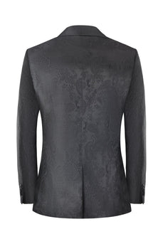 Men's Black Jacquard 2-Piece Peak Lapel Prom Suits