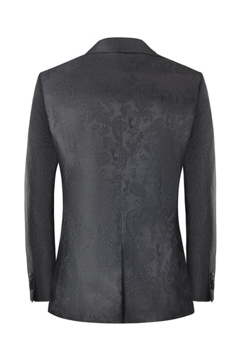 Men's Black Jacquard 2-Piece Peak Lapel Prom Suits