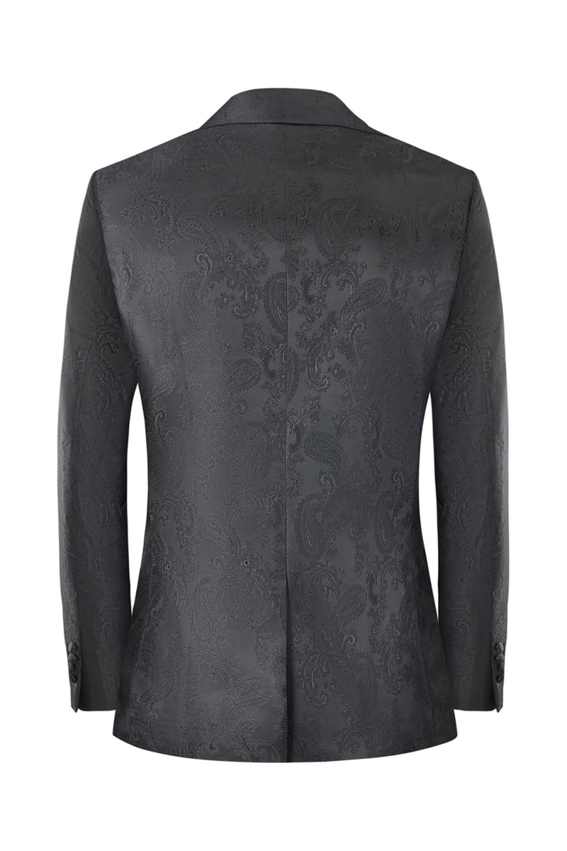 Load image into Gallery viewer, Men&#39;s Black Jacquard 2-Piece Peak Lapel Prom Suits