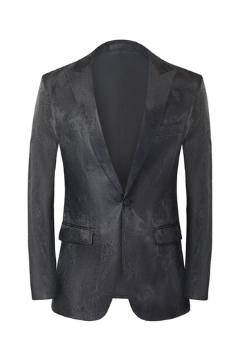 Men's Black Jacquard 2-Piece Peak Lapel Prom Suits