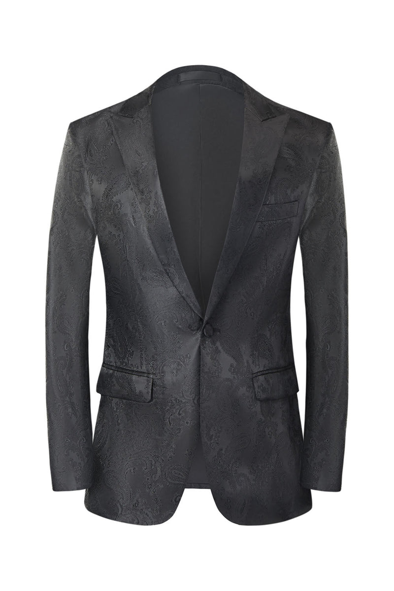 Load image into Gallery viewer, Men&#39;s Black Jacquard 2-Piece Peak Lapel Prom Suits