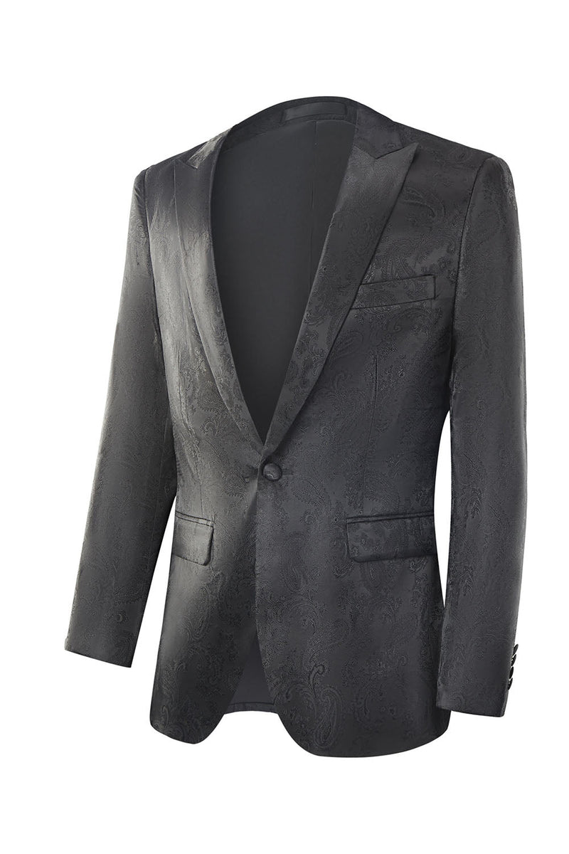 Load image into Gallery viewer, Men&#39;s Black Jacquard 2-Piece Peak Lapel Prom Suits