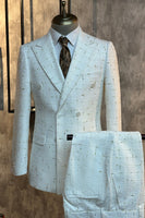 Load image into Gallery viewer, White Plaid Notched Lapel 2 Piece Men&#39;s Suits