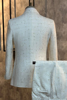 Load image into Gallery viewer, White Plaid Notched Lapel 2 Piece Men&#39;s Suits