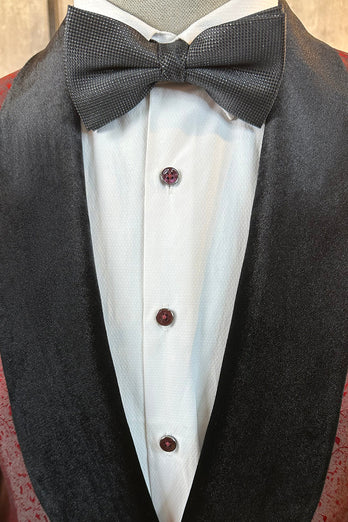 Glitter Burgundy Jacquard Shawl Lapel Men's Prom Suits